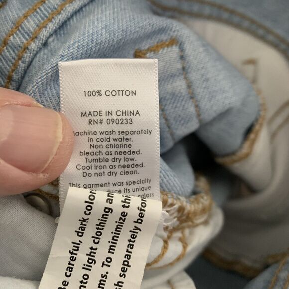 Pacsun Mom Jeans Size 25 High Rise Light Wash / White Two Tone Denim Raw Hem - Picture 6 of 7